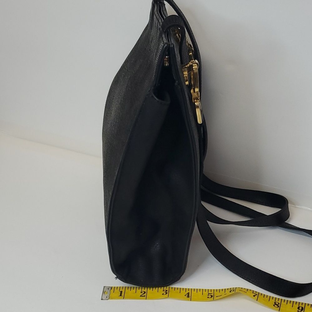 2 Effe Italian Vintage Structured Italian Black Leather Shoulder Bag Snap Closur - Picture 5 of 9